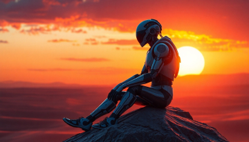 AI generated image of A futuristic human with robotic parts