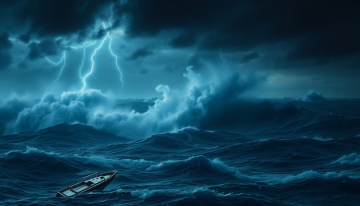 AI generated image of A massive ocean storm at night