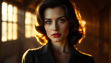 AI generated image of elegant lonely woman in a 1940s portrait scene