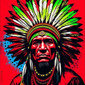 AI generated image of Indigenous Brazilian warrior graffiti portrait