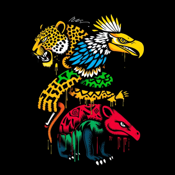 AI generated image of Tupi-Guaraní animal totem graffiti